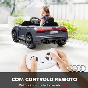 Carro Elétrico AUDI RS E-Tron GT 12V com 2 Motores Faróis LED Buzina Música USB 3-5km/h 103x58x41 cm Cinzento