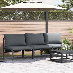 vidaXL Móveis para Exterior com almofada 3 pcs Antracite Aço