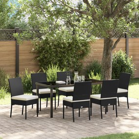 vidaXL Conjunto de Jantar Jardim 7 Peças Preto Rattan Poliéster