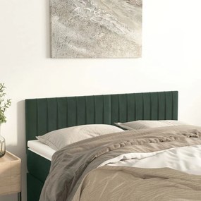 Cabeceira de cama 2 pcs veludo 72x5x78/88 cm verde-escuro
