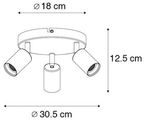 Plafon moderno preto circular 3-luzes - FACIL Moderno