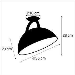 Candeeiro de tecto industrial preto com inclinação dourada - Magna Moderno