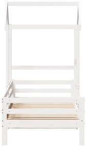 Sofá-cama com telhado 90x200 cm madeira de pinho maciça branco