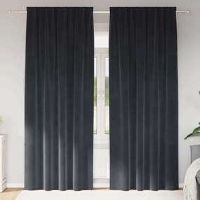 Cortinas Blackout vidaXL com fita superior 2 pcs Cinza Escuro Veludo