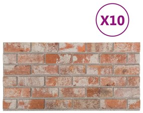 Painéis de parede 3D c/ design tijolos vermelhos 10 pcs EPS