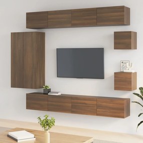 vidaXL Conjunto móveis de TV 8pcs madeira processada carvalho castanho