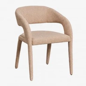 Cadeira De Jantar Estofada Arazeina Com Braços Tecido De Chenille Espesso Castanho Latte - Sklum