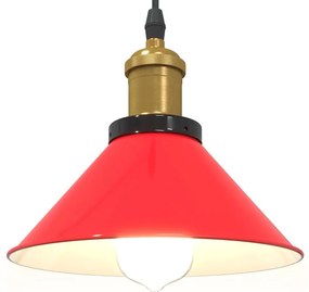 Candeeiro suspenso regulável altura E27 vermelho vivo Ø22cm