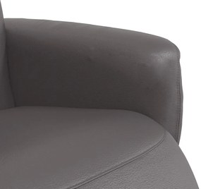 Cadeira reclinável com apoio de pés couro artificial cinzento