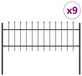 Cerca de Jardim vidaXL com Topo de Lança Cinza 15,3x0,6 m em Aço