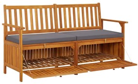 Banco de arrumação c/ almofadão 148 cm madeira de acácia maciça