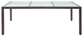 Mesa de jantar p/ exterior 200x150x74 cm vime PE castanho