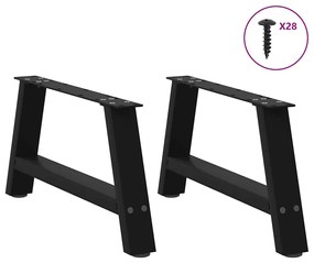Pés para mesa de centro em formato A, 2 peças, preto, 60x(30-31) cm, a