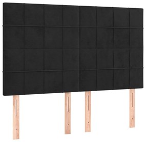 Cabeceira cama c/ LED veludo 144x5x118/128 cm preto