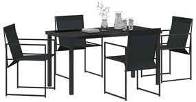 Conjunto de Jantar para Jardim - 5 Peças, Preto, com Textilene e Aço.