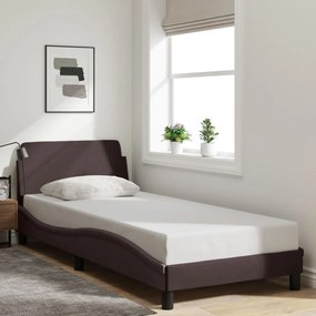 vidaXL Estrutura de cama Dover 90x190 cm tecido castanho-escuro