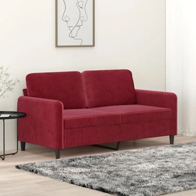 vidaXL Sofá de 2 lugares veludo 140 cm vermelho tinto