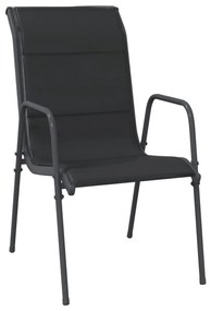 Cadeiras de jardim 6 pcs aço e textilene preto