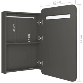 Armário espelhado p/ casa de banho LED 60x11x80 cm antracite