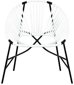 Cadeiras de jardim 3 pcs vime preto e branco