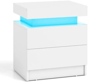 Mesa de cabeceira LED com 2 gavetas - Preto