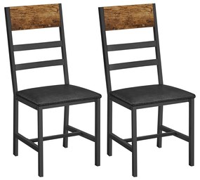 Conjunto de 2 cadeiras de jantar VASAGLE, cadeiras de cozinha com estrutura de metal, cadeiras estofadas, macias e ergonômicas, para sala de jantar e cozinha, marrom/preto vintage LDC095B01