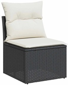 14 pcs conjunto de sofás p/ jardim c/ almofadões vime PE preto
