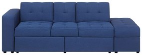 Sofá-cama de 3 lugares em tecido azul marinho com repousa-pés  FALSTER Beliani