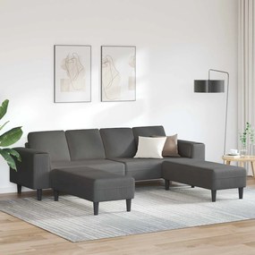 vidaXL Sofá Cinza Escuro 250 x 188 x 76 cm Tecido de Veludo Cotele
