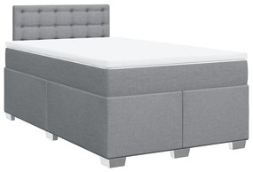 Cama boxspring com colchão 120x190 cm tecido cinzento-claro