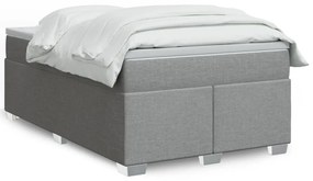 Cama boxspring com colchão 120x190 cm tecido cinzento-claro