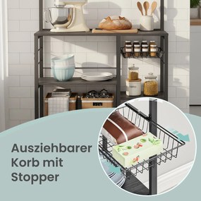 Armário de cozinha com barra magnética 12 ganchos 42 x 90 x 167,3 cm preto