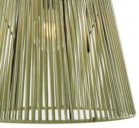 Candeeiro suspenso de exterior preto com abajur de corda verde IP44 - Cava Japandi