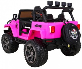 Jipe elétrico para Crianças 24V 4x4 2 Lugares The Monster Jeep Rodas de EVA, Assento de couro Rosa