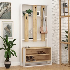 Conjunto de Entrada Chester com Cabide, Sapateira e Banco – 90x36x180