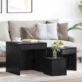 vidaXL Mesas de centro 3 pcs Carvalho preto 45 x 45 x 45 cm