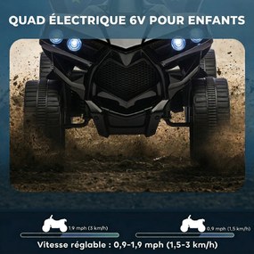 Moto 4 Elétrica 6V Infantil para crianças dos 18 aos 56 meses, 70 x 42 x 45 cm, Motor de 6 V, Preto