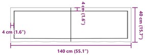 Tampo de mesa 140x40x(2-6) cm carvalho tratado castanho-escuro