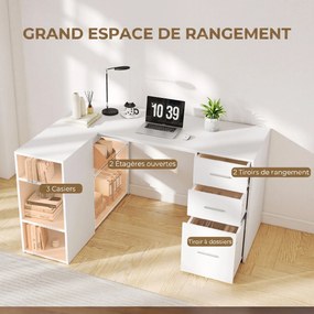 Secretária de Canto 140L x 100P x 75A cm, Arrumação Organizada, Branco