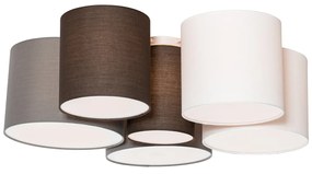 Candeeiro de teto branco, cinzento e castanho 6 luzes - Multidrum Moderno