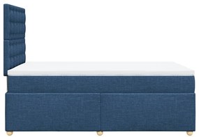 Cama boxspring com colchão 120x190 cm tecido azul