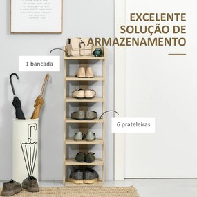 Sapateira Estreita de 7 Níveis Estante para Sapatos para 6 Pares de Sapatos 32x30x104 cm Madeira