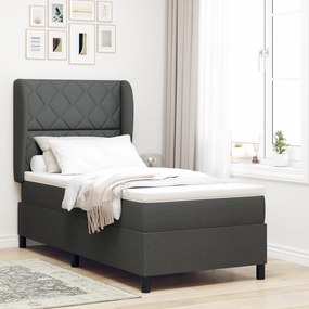 Cama Box Spring vidaXL com Colchão - Cinza Escuro, 90x190 cm, Tecido