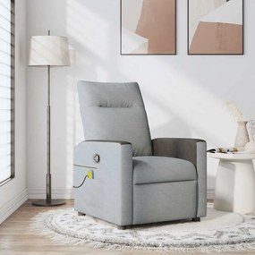 Poltrona de massagens reclinável tecido cinzento-claro