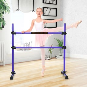 Barra dupla para ballet portátil com altura ajustável para meninas Adultos Fitness Dançar Alongar músculos 124,5 x 71 x 120 cm Violeta