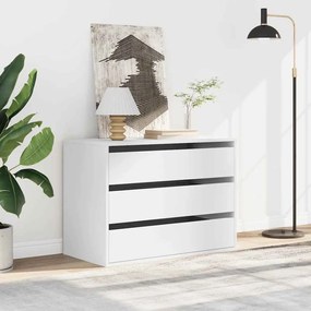 Cómoda com 3 Gavetas - 80x41x58 cm - derivados de madeira - branco