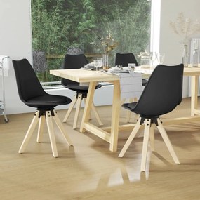 vidaXL Cadeiras de jantar giratórias 4 pcs PP preto