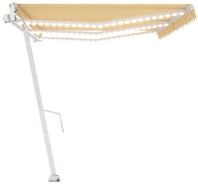 Toldo autom. LED e sensor de vento 600x350 cm amarelo/branco