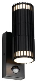 Candeeiro de parede exterior preto com sensor de movimento 2-luzes - Boris Design