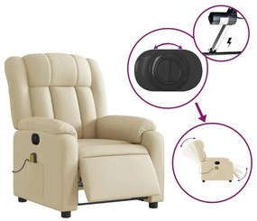 Poltrona de massagens reclinável elétrica tecido creme